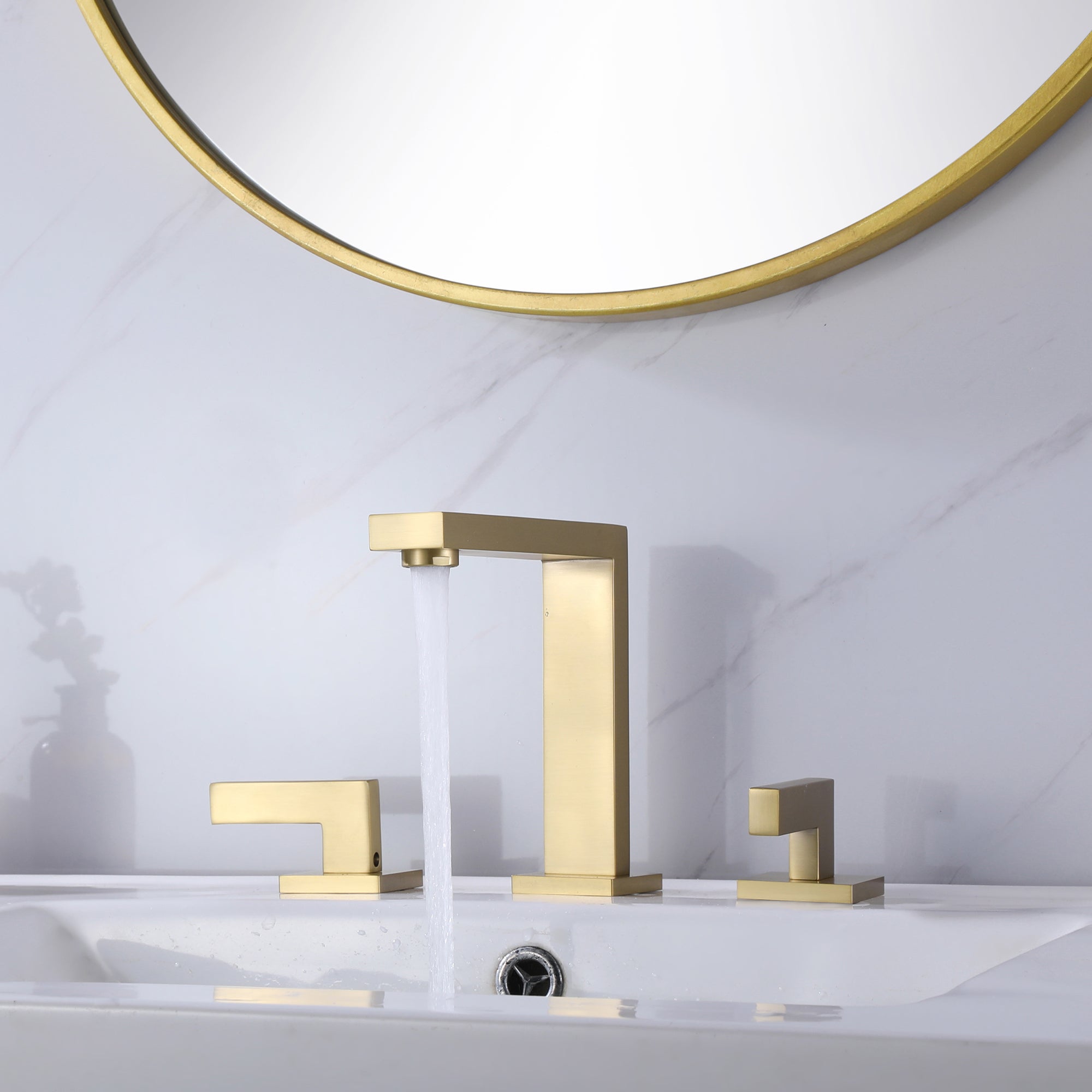 8 in. Widespread 2-Handle Bathroom Faucet with Supply Lines in Matte Black/ Brushed Gold
