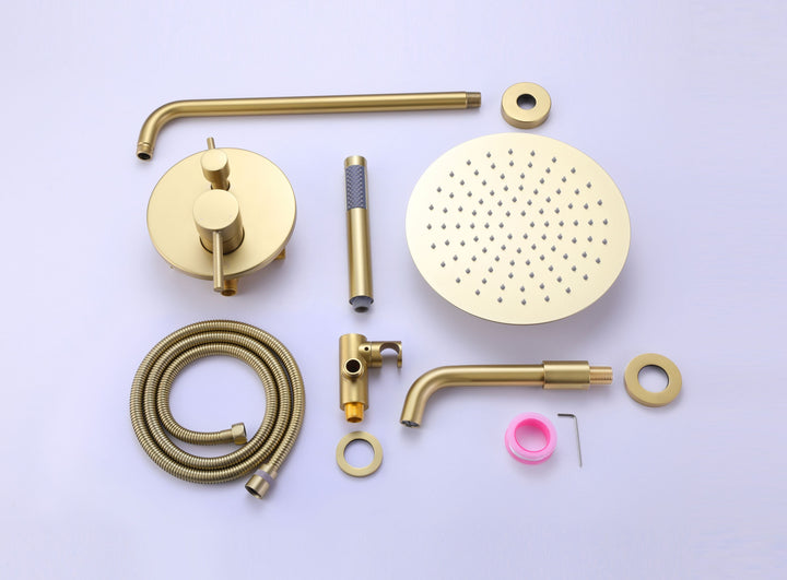 10 inch Tub Shower Faucet Set Complete Rain Shower System with Tub Spout