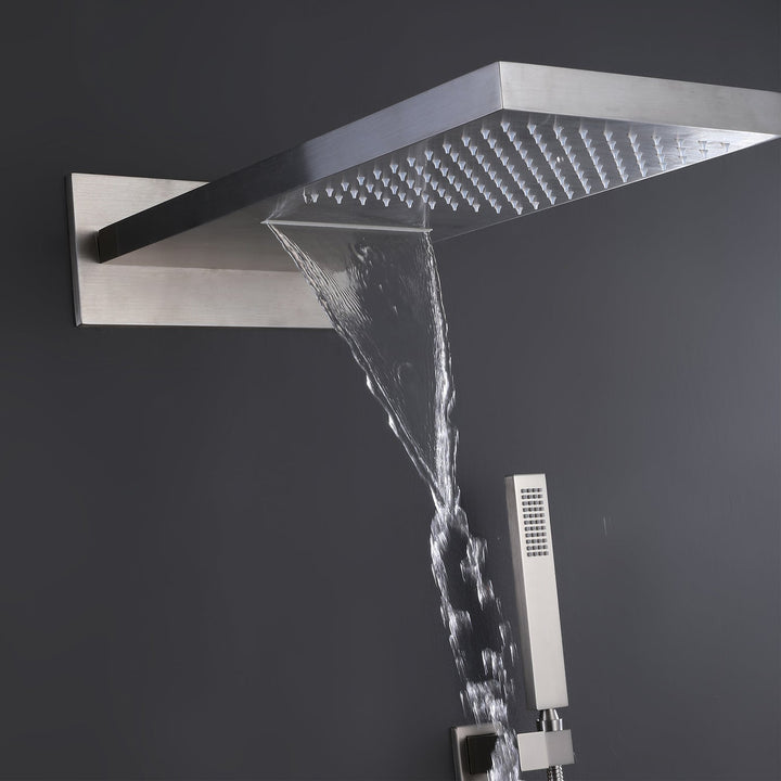 Thermostatic Shower System Matte Black Rainfall Shower Head with Handheld Sprayer