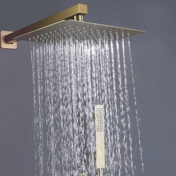 10 inch Wall Mounted Matte Black Thermostatic Shower System With Tub Spout