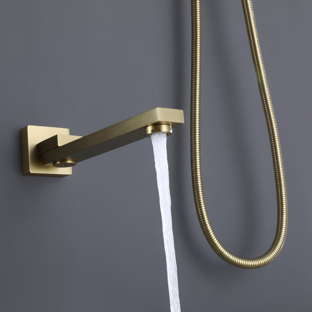 10 inch Wall Mounted Matte Black Thermostatic Shower System With Tub Spout