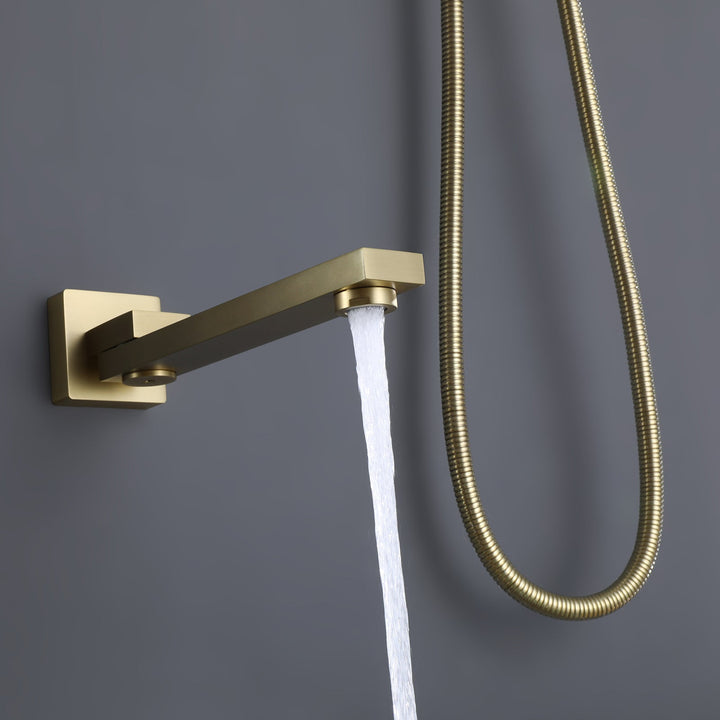 10 inch Wall Mounted Matte Black Thermostatic Shower System With Tub Spout