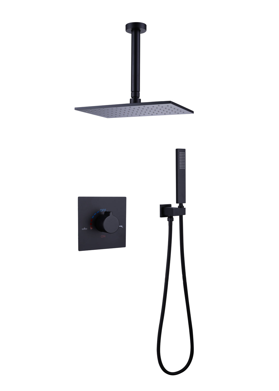 10 inch Concealed Ceiling Mounted Single Handle Matte Black Shower Faucet Set