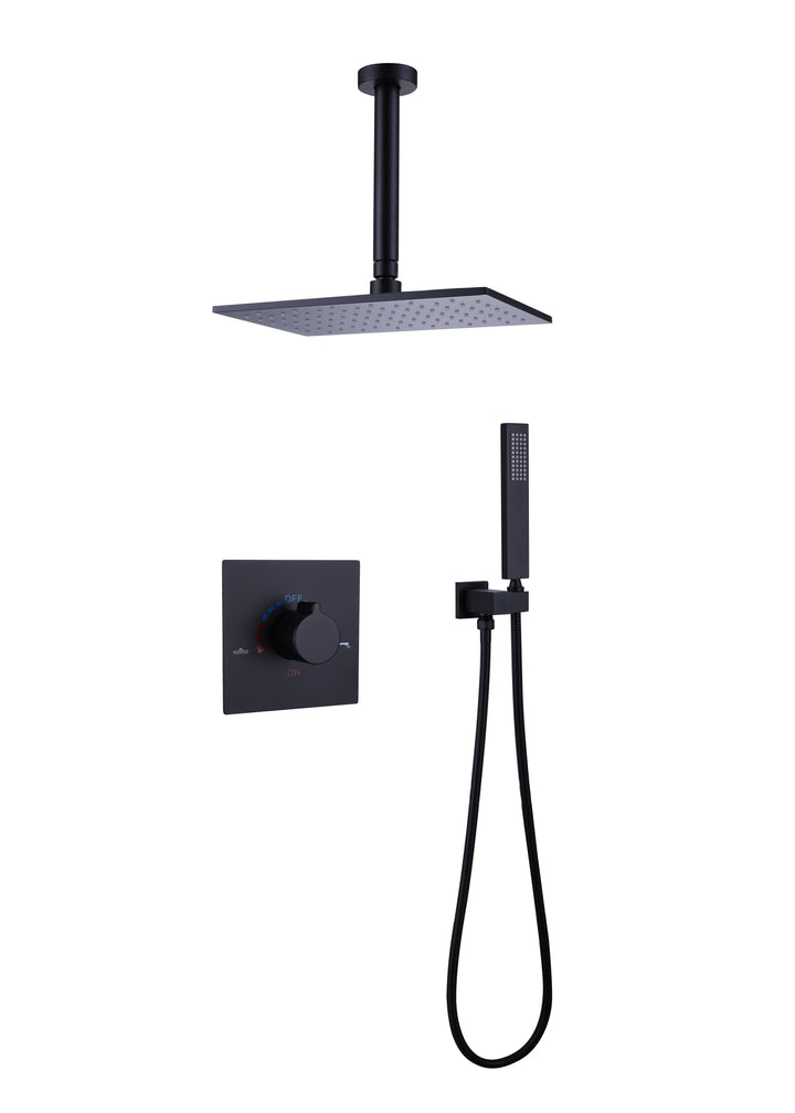 10 inch Concealed Ceiling Mounted Single Handle Matte Black Shower Faucet Set
