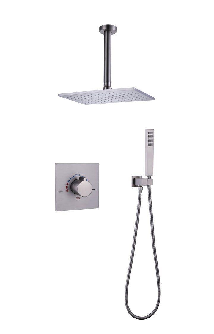 10 inch Concealed Ceiling Mounted Single Handle Matte Black Shower Faucet Set