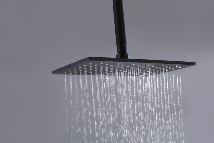 10 inch Concealed Ceiling Mounted Single Handle Matte Black Shower Faucet Set