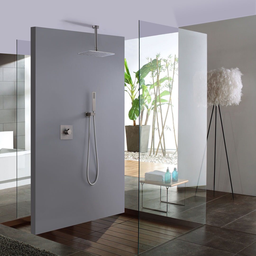 10 inch Concealed Ceiling Mounted Single Handle Matte Black Shower Faucet Set