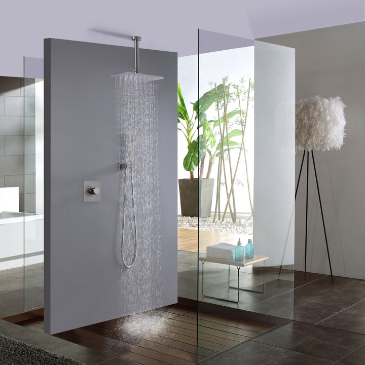 10 inch Concealed Ceiling Mounted Single Handle Matte Black Shower Faucet Set