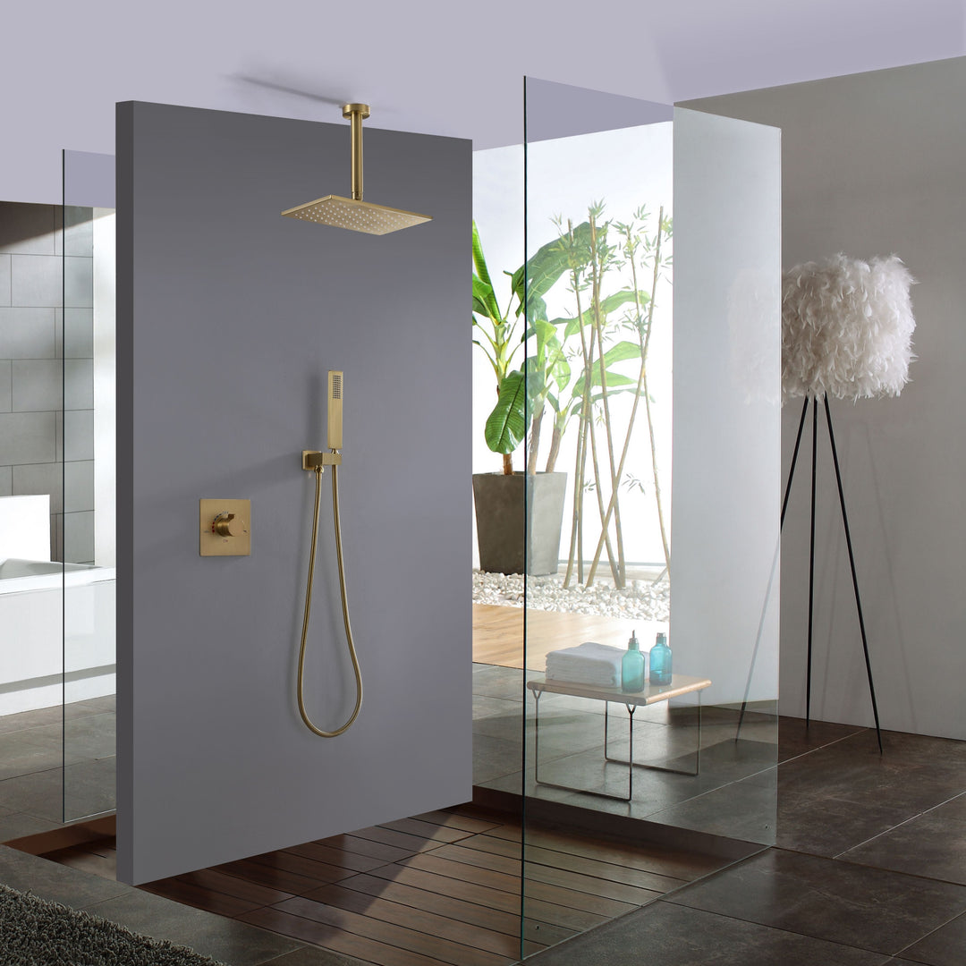 10 inch Concealed Ceiling Mounted Single Handle Matte Black Shower Faucet Set