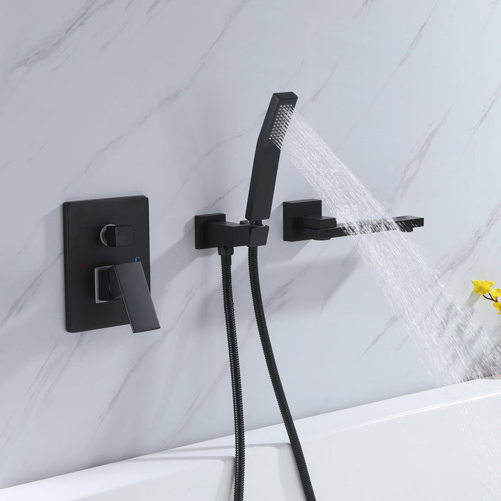 Wall Mounted Tub Filler With Tub Spout and Hand Shower