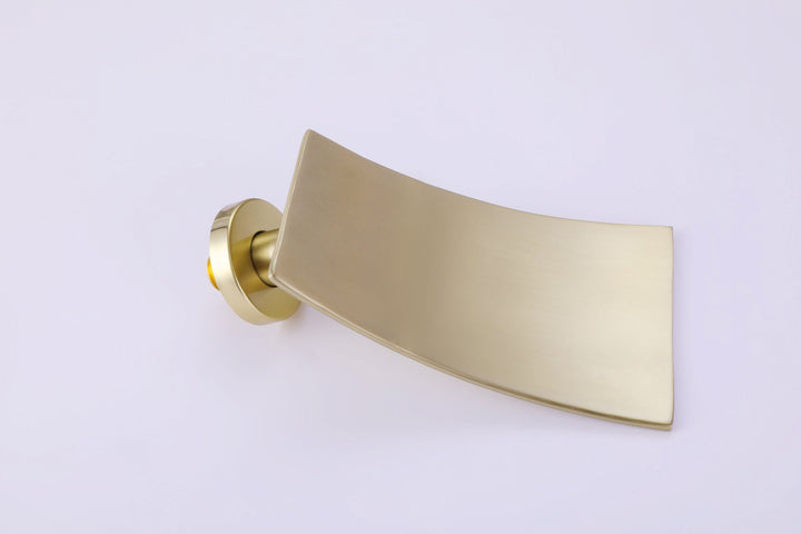 Brushed Gold Waterfall Spout Bathtub Faucet With Hand Shower