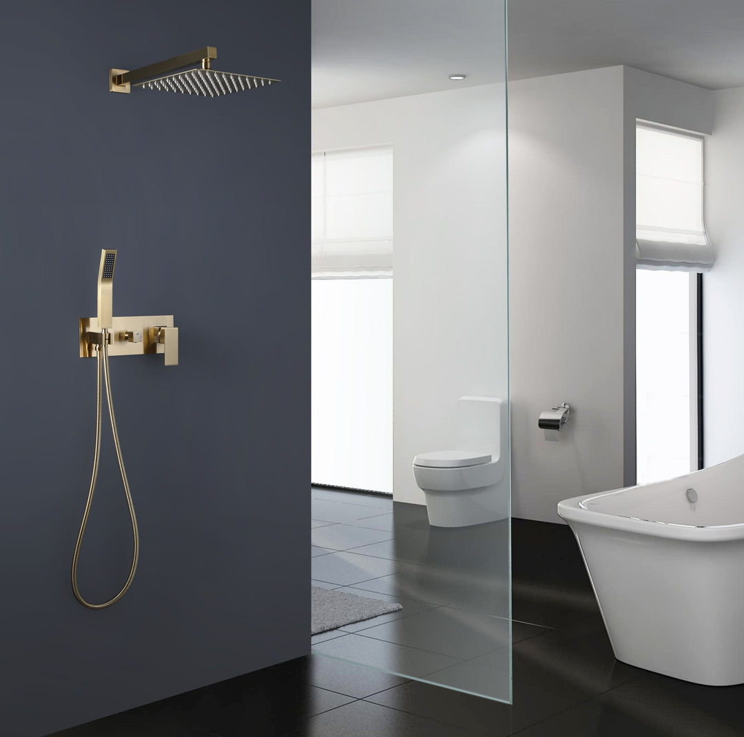 10 inch Concealed Installation Brushed Gold Modern Shower System
