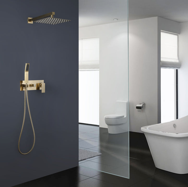 10 inch Concealed Installation Brushed Gold Modern Shower System
