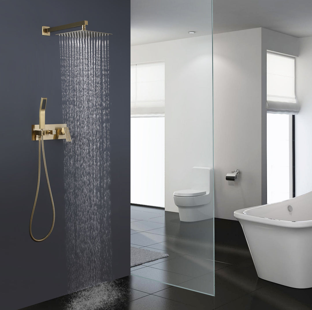 10 inch Concealed Installation Brushed Gold Modern Shower System