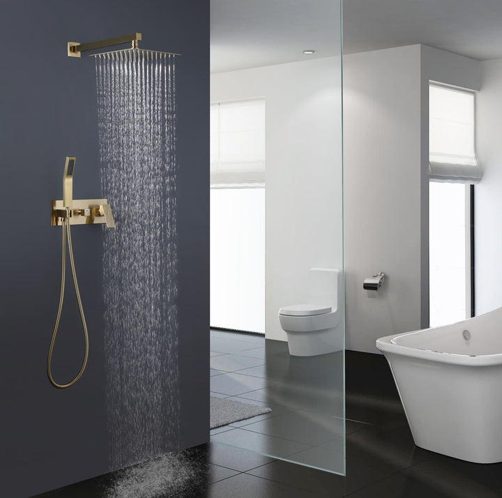 10 inch Concealed Installation Brushed Gold Modern Shower System