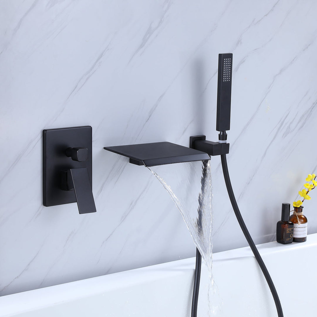Wall Mounted Tub Filler With Handheld Shower