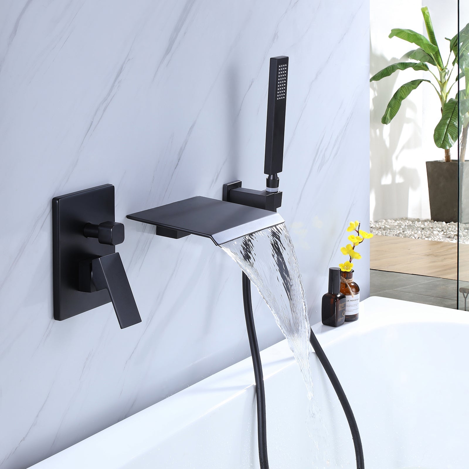 Wall Mounted Tub Filler With Handheld Shower