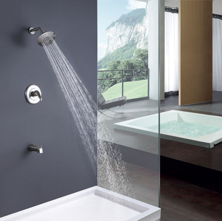 Wall Mounted Shower Faucet With Rough-In Valve And Tub Spout