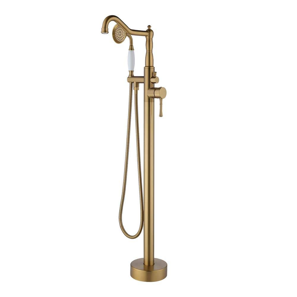 Singe-Handle Freestanding Floor Mount Tub Faucet with Hand Shower