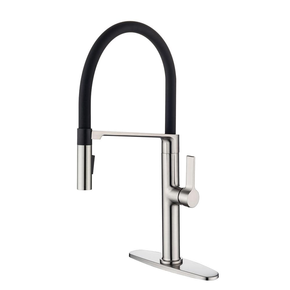 Magnetic Single Handle Pull Down Sprayer Kitchen Faucet with Deckplate and Water Supply Line Included