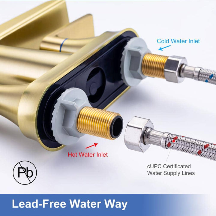 Waterfall Spout 4 in. Centerset 2-Handle Lavatory Bathroom Faucet with Drain Kit Included