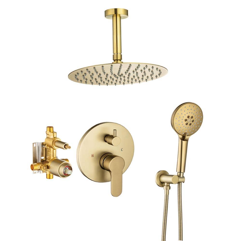Ceiling Single-Handle 3-Spray Round High Pressure Shower Faucet with 10 in. Shower Head