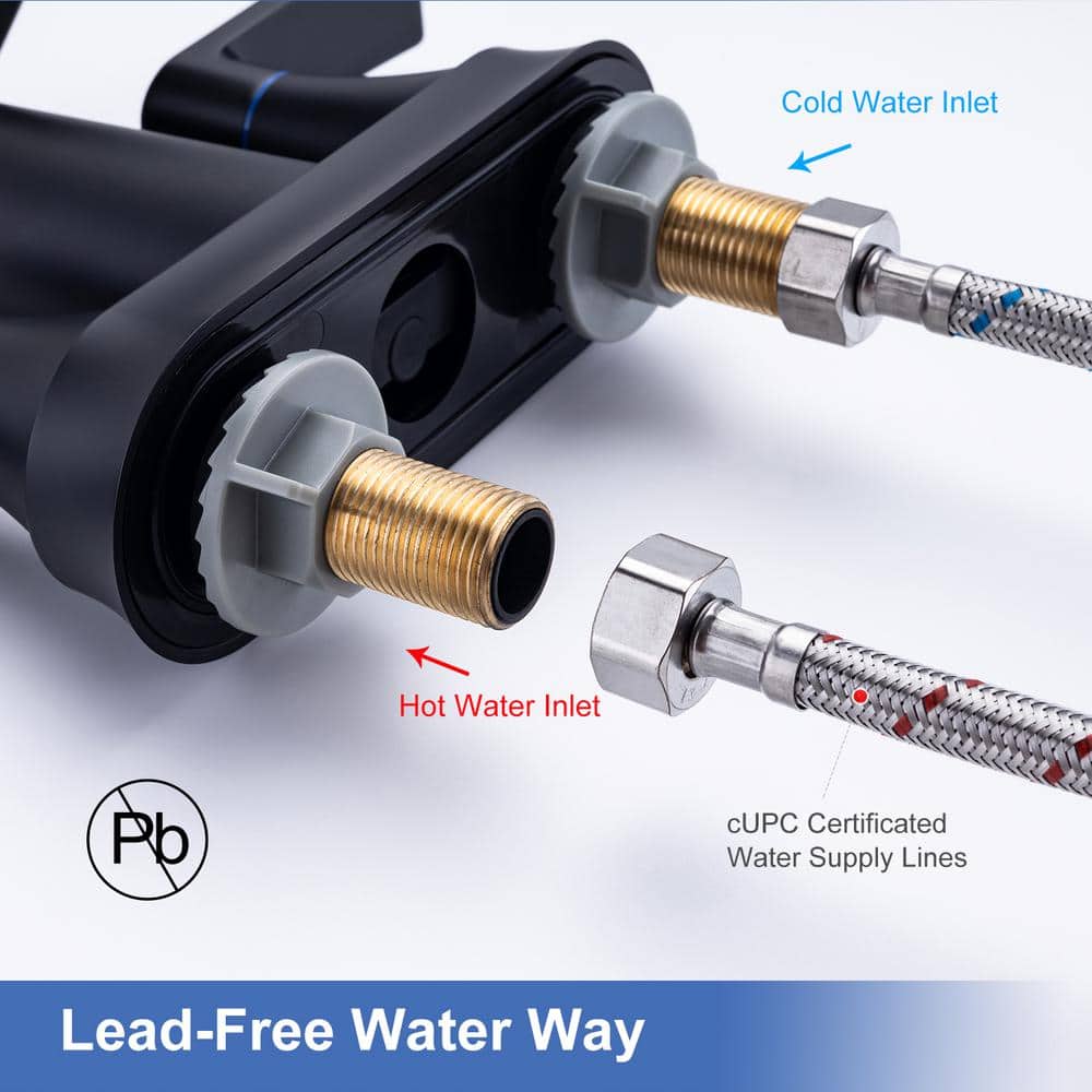 Waterfall Spout 4 in. Centerset 2-Handle Lavatory Bathroom Faucet with Drain Kit Included