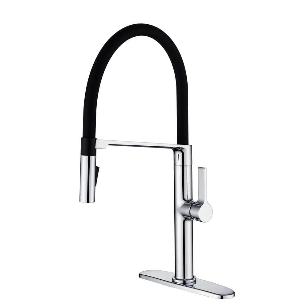 Magnetic Single Handle Pull Down Sprayer Kitchen Faucet with Deckplate and Water Supply Line Included