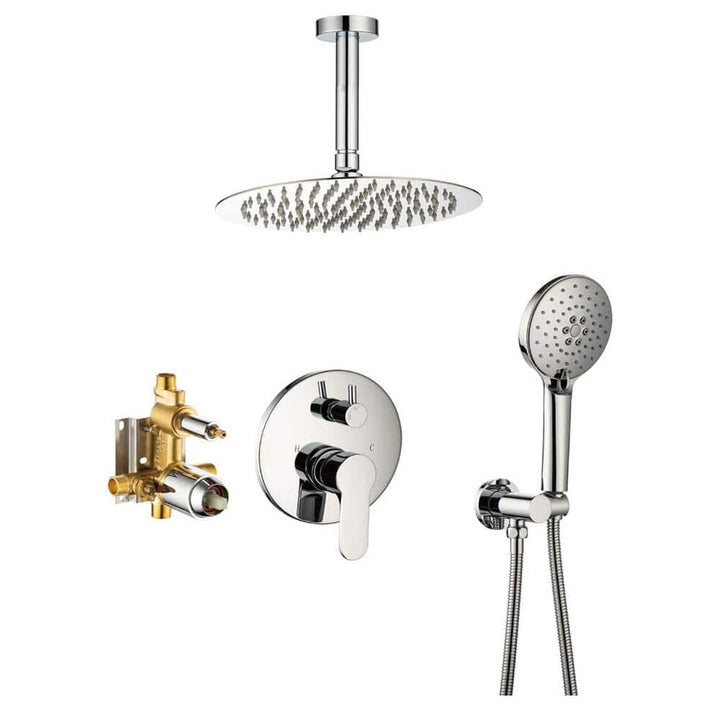Ceiling Single-Handle 3-Spray Round High Pressure Shower Faucet with 10 in. Shower Head
