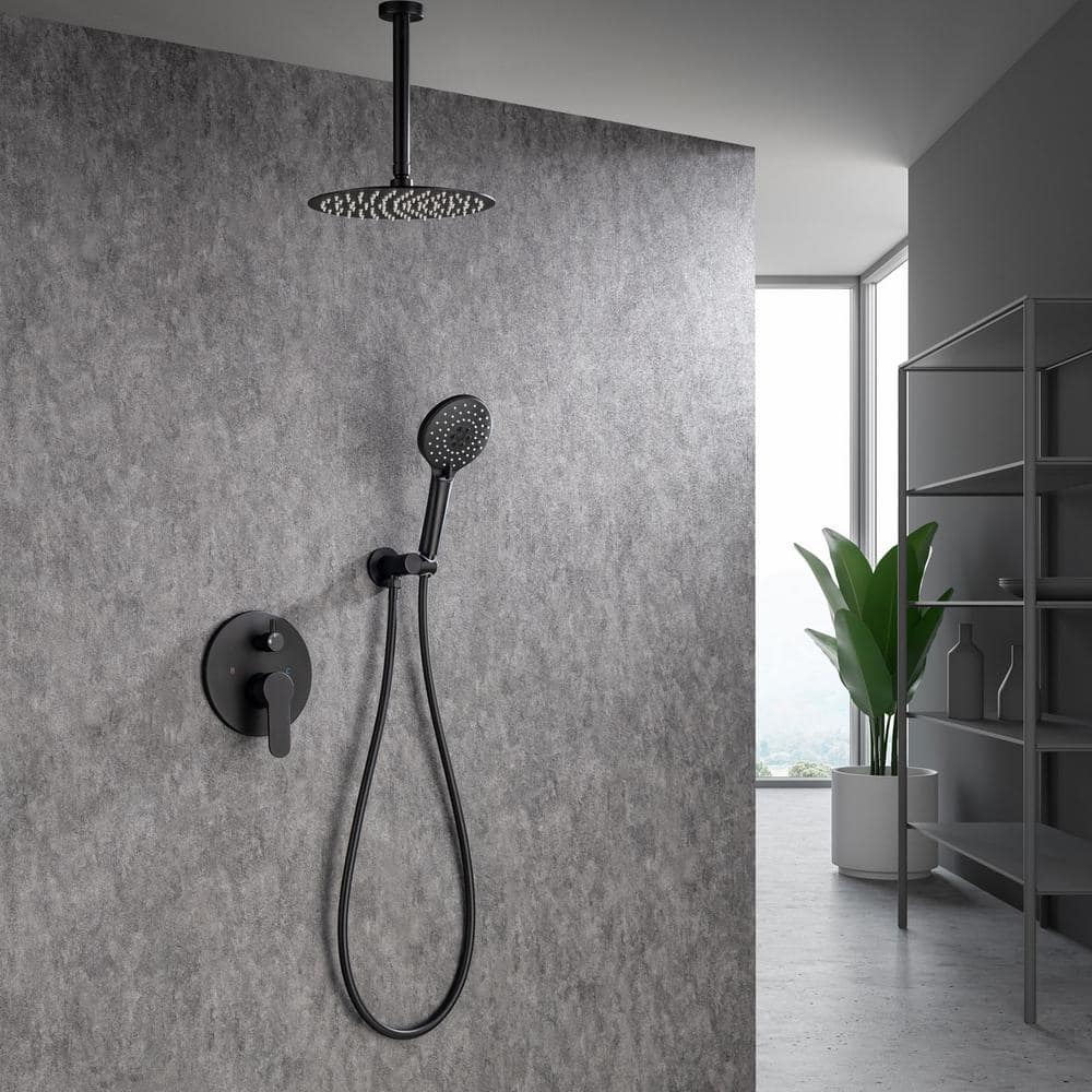 Ceiling Single-Handle 3-Spray Round High Pressure Shower Faucet with 10 in. Shower Head