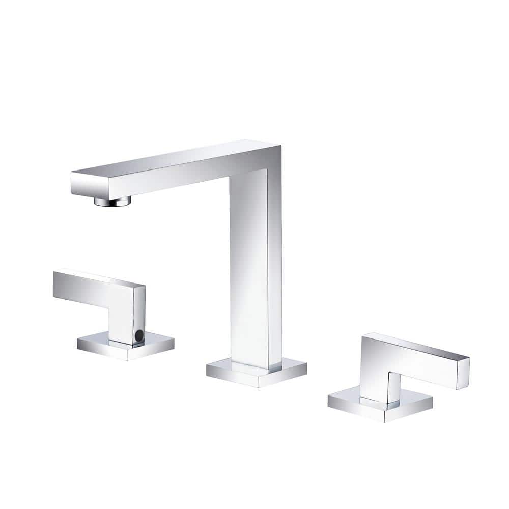 Square 8 in. Widespread 2-Handle Bathroom Faucet with Drain Kit and Water Supply Lines Included