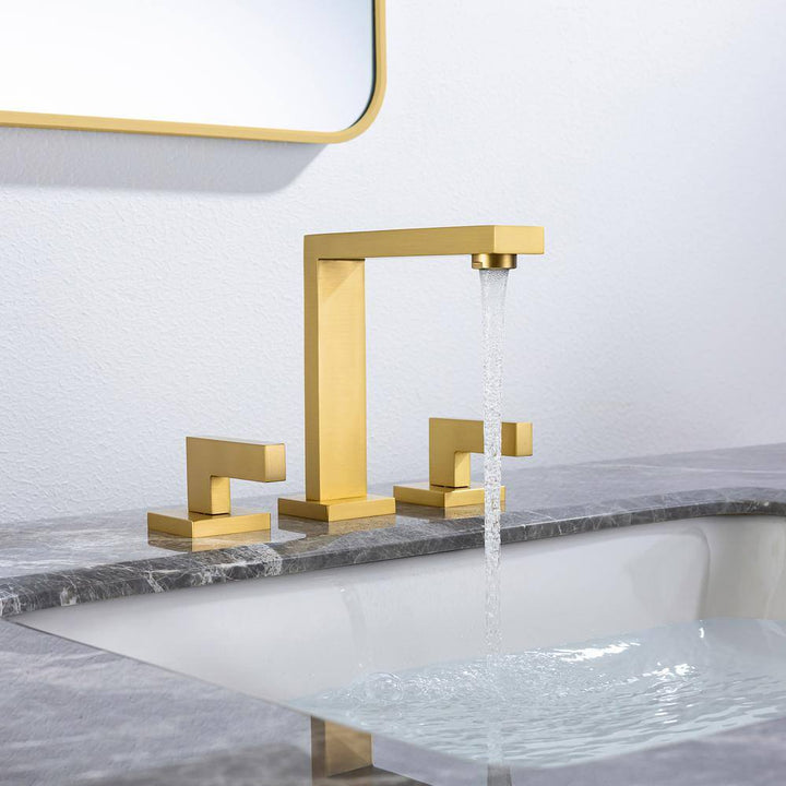 Square 8 in. Widespread 2-Handle Bathroom Faucet with Drain Kit and Water Supply Lines Included