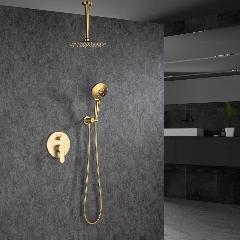 Ceiling Single-Handle 3-Spray Round High Pressure Shower Faucet with 10 in. Shower Head