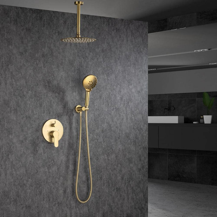 Ceiling Single-Handle 3-Spray Round High Pressure Shower Faucet with 10 in. Shower Head