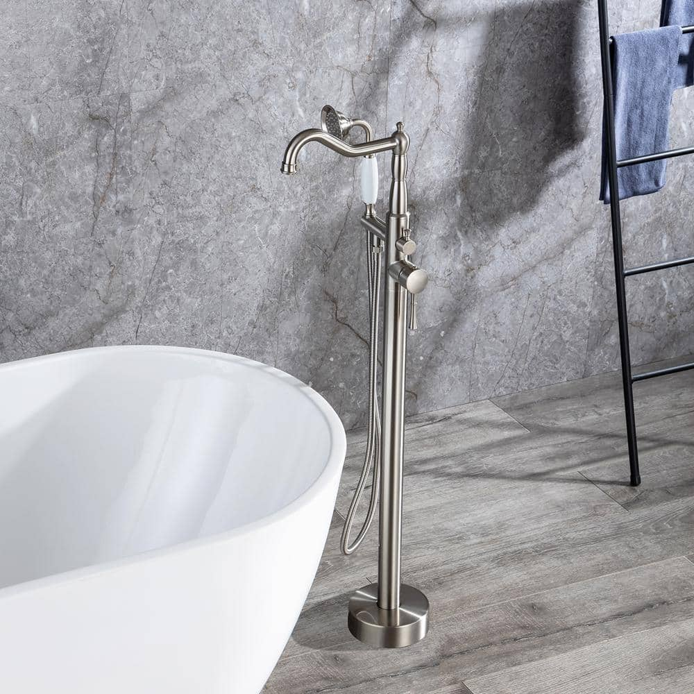 Singe-Handle Freestanding Floor Mount Tub Faucet with Hand Shower