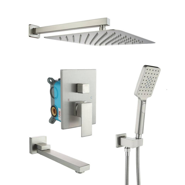 Wall Mounted 10 in. Rain Shower Head High Pressure Shower Combo with 3-Functions Shower System