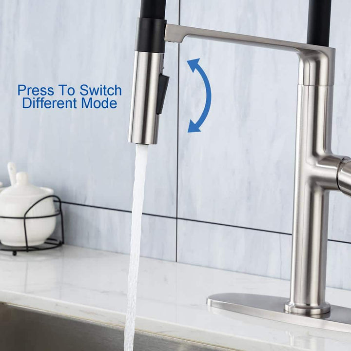 Magnetic Single Handle Pull Down Sprayer Kitchen Faucet with Deckplate and Water Supply Line Included