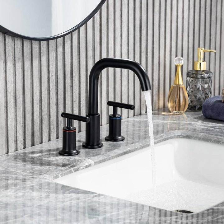 8 in. Widespread Double Handle Bathroom Faucet with Drain Assembly