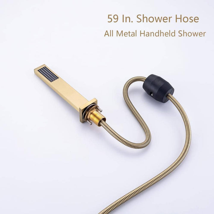 Single-Handle Tub Deck Mount Roman Tub Faucet with Hand Shower