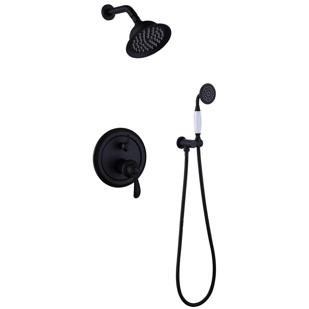 1-Spray Patterns with 1.8 GPM 5.91 in. Wall Mount Dual Shower Heads in Spot Resist Matte Black