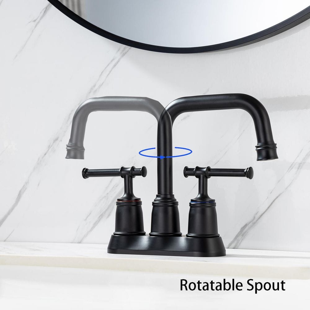 4 in. Centerset Double-Handle High-Arc Bathroom Faucet with Drain and Supply Lines Included