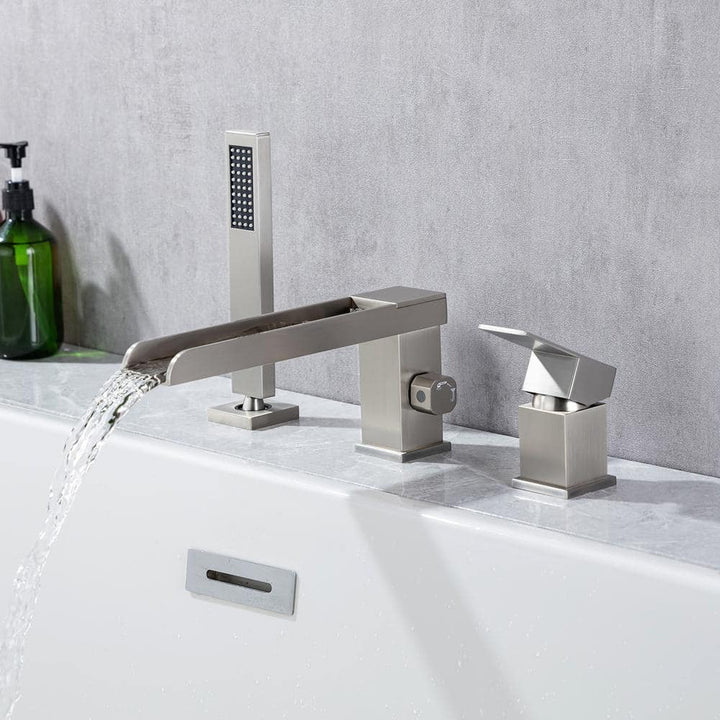 Single-Handle Tub Deck Mount Roman Tub Faucet with Hand Shower