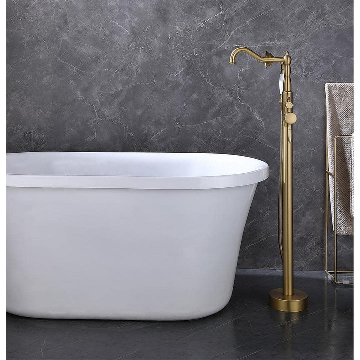 Singe-Handle Freestanding Floor Mount Tub Faucet with Hand Shower