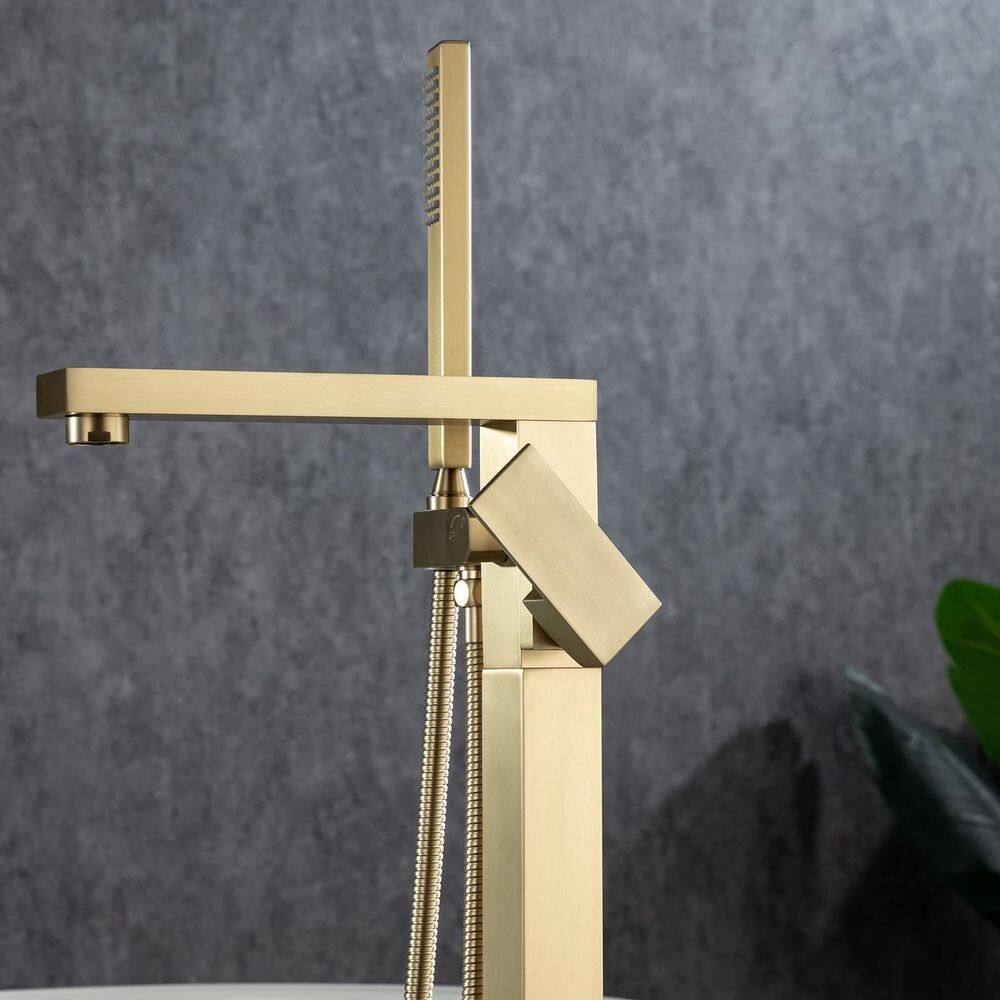 Freestanding Single Handle Bath Tub Filler Faucet with Hand Shower