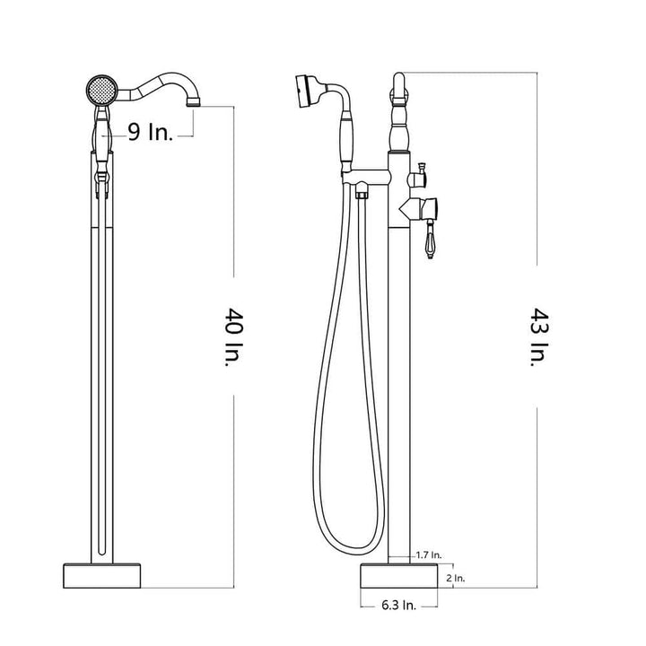 Singe-Handle Freestanding Floor Mount Tub Faucet with Hand Shower