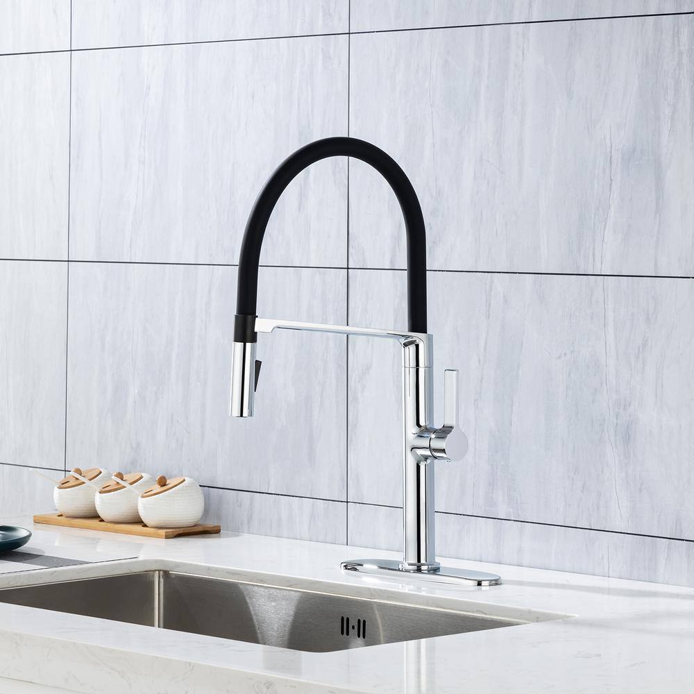 Magnetic Single Handle Pull Down Sprayer Kitchen Faucet with Deckplate and Water Supply Line Included