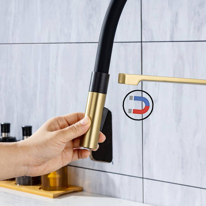 Magnetic Single Handle Pull Down Sprayer Kitchen Faucet with Deckplate and Water Supply Line Included