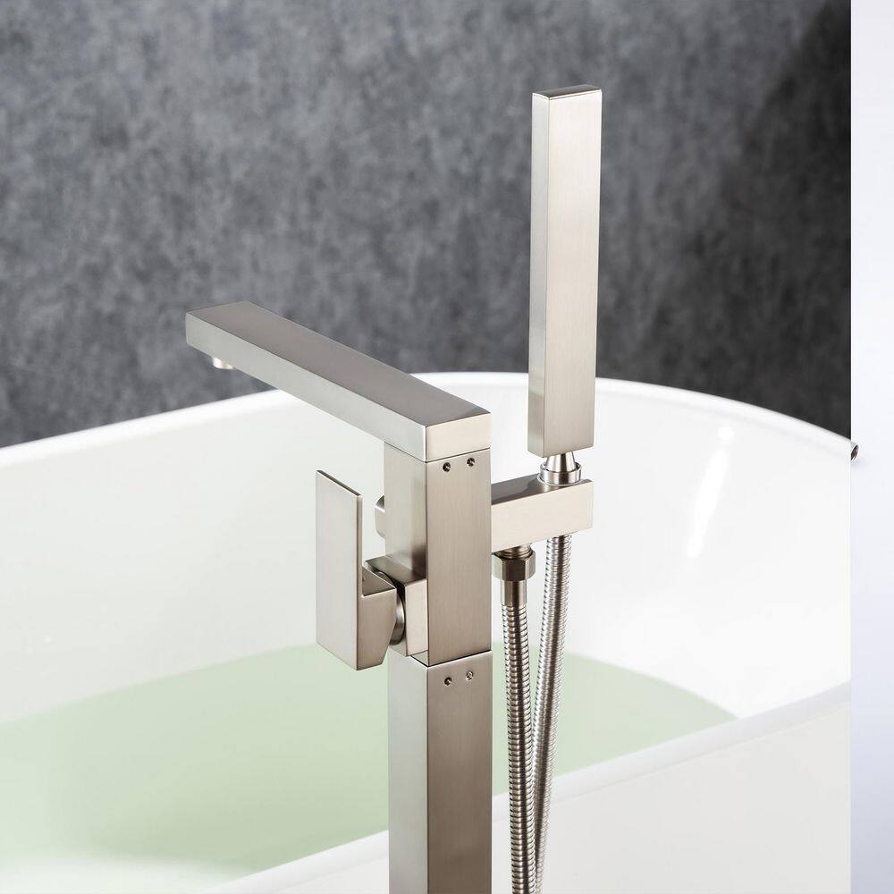 Freestanding Single Handle Bath Tub Filler Faucet with Hand Shower