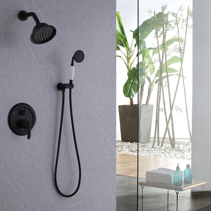 1-Spray Patterns with 1.8 GPM 5.91 in. Wall Mount Dual Shower Heads in Spot Resist Matte Black