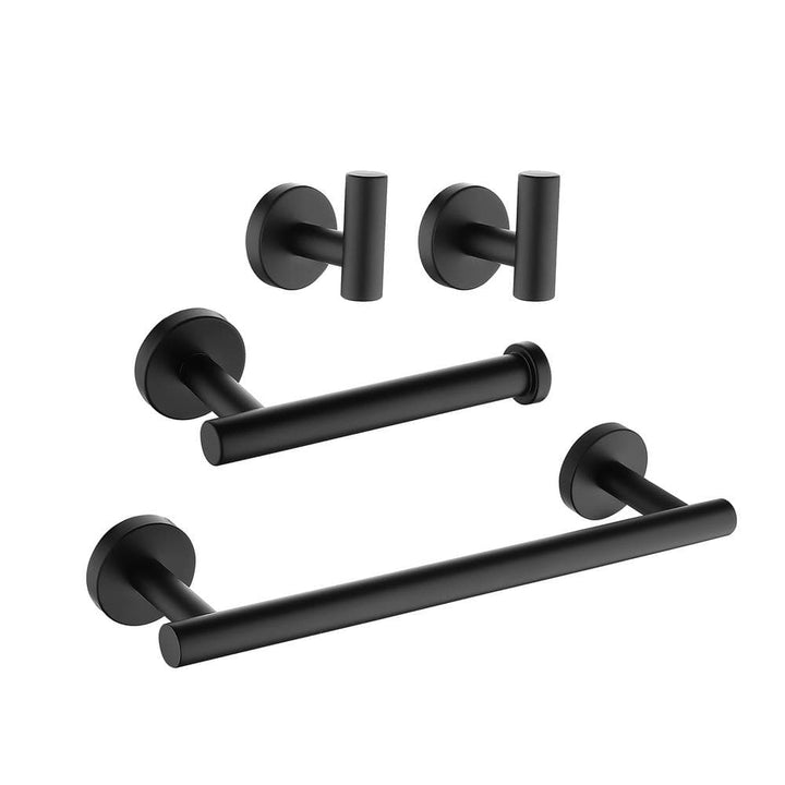 4-Piece Bath Hardware Set with 2-Robe Hooks, 12 in. Towel Bar and Tissue Holder